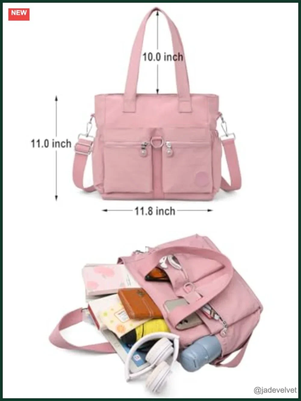 Nylon Tote Bag with Multiple Compartments, Crossbody and Shoulder Bag,